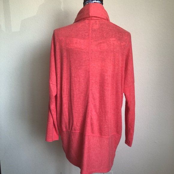 Anthropologie SOFT Tunic Cowl neck Coral/Orange - Picture 6 of 7